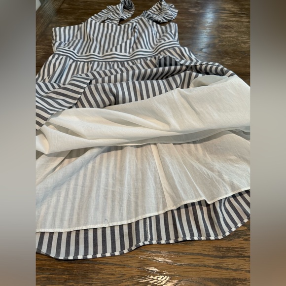 Madewell flutter strap grey white stripe sun dress cotton viscose 4 Small flounc - Picture 11 of 15